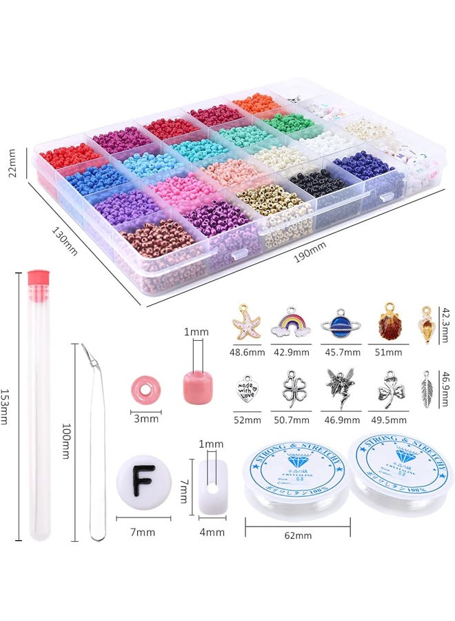 Colorful Beads and Jewelry Making Kit, Small Beads, Colorful Alphabet Letters, Elastic String and Scissors for Bracelet and Jewelry Making, 20,000 Pieces, 20 Colors, Size 3mm - Image 3