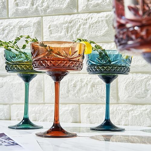 Khen Shatterproof Tritan Stemmed Cocktail & Martini Coupe Glasses, Resalable | 4 Set | Crystal Glass Lookalike Drinkware, Reusable Unbreakable & Shatterproof BPA-free plastic, Outdoor & Indoor 9OZ - Image 5