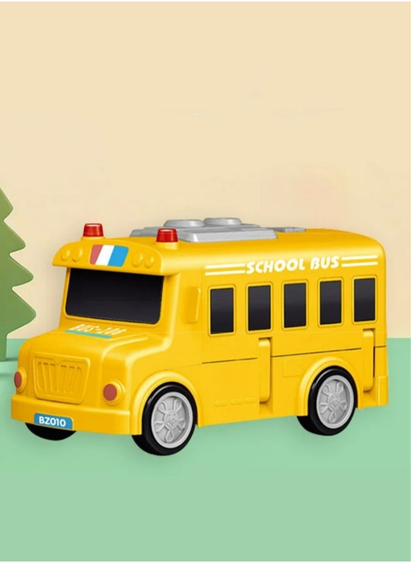 Festive Gallery Musical Yellow School Bus Simulation School Bus, Steering Wheel School Bus Early Education For Toddlers  - Image 3