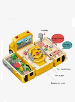 Festive Gallery Musical Yellow School Bus Simulation School Bus, Steering Wheel School Bus Early Education For Toddlers  - Image 2