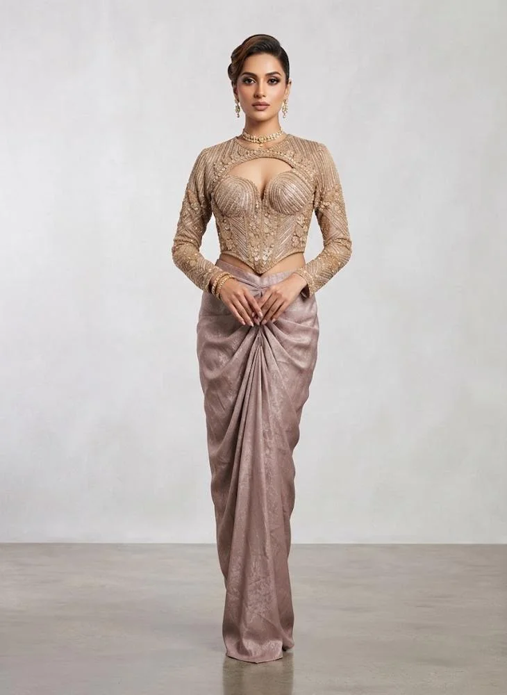 Viny VINY Mauve 2-Piece Embellished Skirt Set – Women's Indian Ethnic Wear