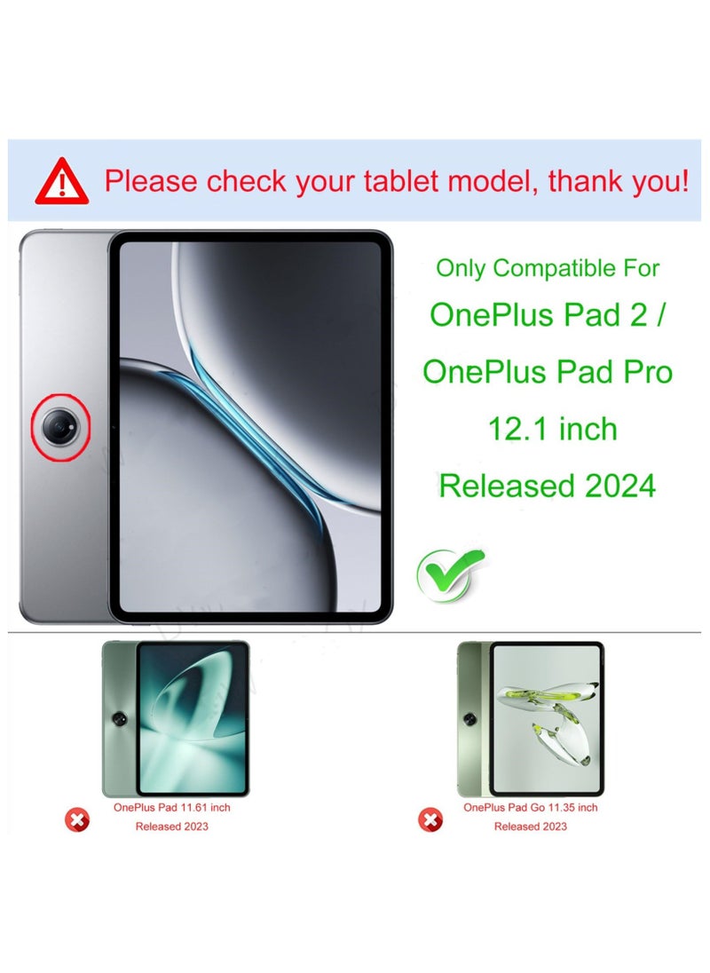 Generic - Case for OnePlus Pad 2 / OnePlus Pad Pro 12.1 Inch Released 2024 Folio Slim Smart Cover Lightweight Hard Shell Protective Case with Multi-Angle Stand (Black) - Image 1