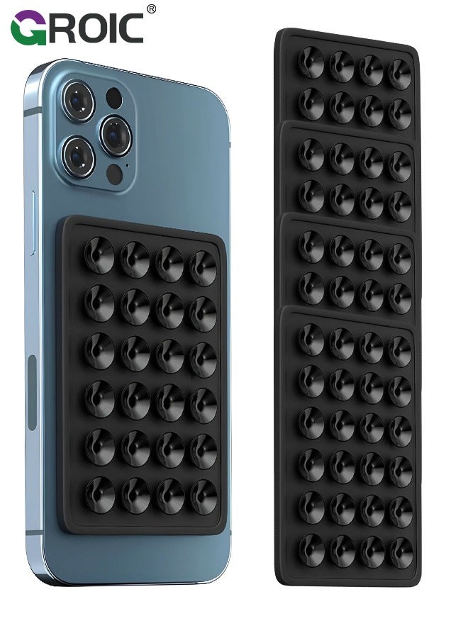 GROIC 5 مجموعات من حافظات الهاتف بالشفط، حامل هاتف أسود، ملحقات هاتف لاصقة من السيليكون لهواتف iPhone وAndroid، حامل هاتف دش بمرآة لعبة تململ بدون استخدام اليدين، مقاطع فيديو Tiktok وصور شخصية - Image 1