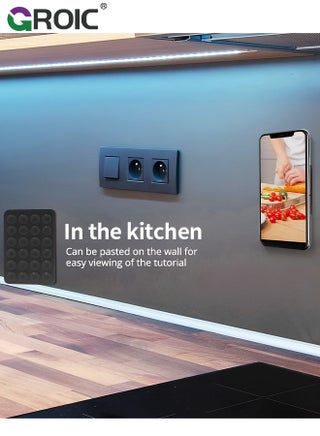 حامل هاتف بالشفط باللون الأسود، ملحق هاتف لاصق من السيليكون لأجهزة iPhone وAndroid، حامل هاتف للاستحمام مزود بمرآة ولعبة للتسلية بدون استخدام اليدين، مقاطع فيديو تيك توك وصور سيلفي - view 5