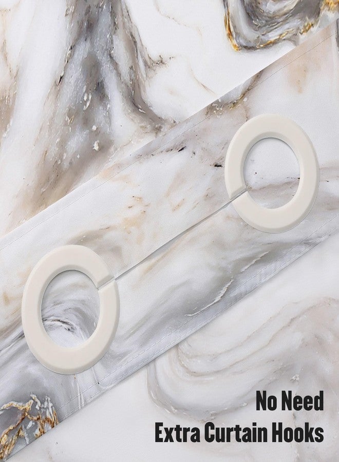 MitoVilla No Hooks Needed Marble Shower Curtain Set with Snap-in Liner, Modern Abstract Shower Curtains for Luxury Hotel Grade Spa-Like Bathroom Decor, Grey Gold, 72 x 74 (SC-2020070105-72-74) - Image 4