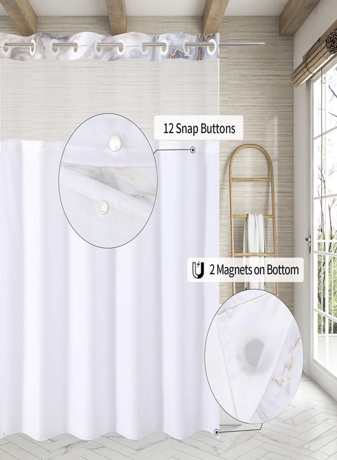 MitoVilla No Hooks Needed Marble Shower Curtain Set with Snap-in Liner, Modern Abstract Shower Curtains for Luxury Hotel Grade Spa-Like Bathroom Decor, Grey Gold, 72 x 74 (SC-2020070105-72-74) - Image 2