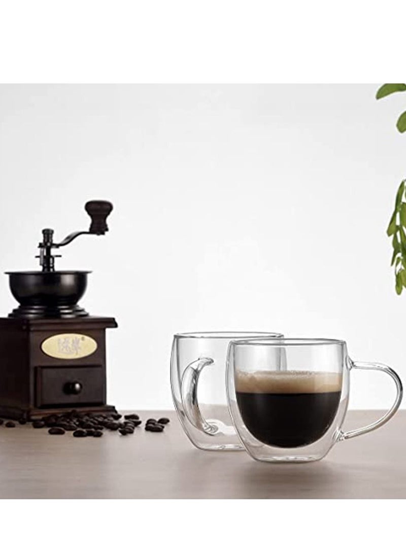 Cool Baby - Espresso Cup Small Coffee 80ml Set of 2 - Double Insulated Glass with Handle, Everyday Coffee Mug, Perfect for Espresso and Coffee Makers - Image 1