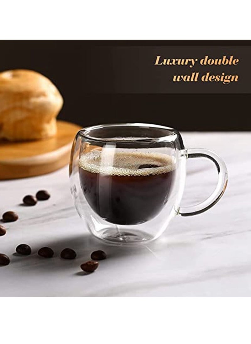 Cool Baby - Espresso Cup Small Coffee 80ml Set of 2 - Double Insulated Glass with Handle, Everyday Coffee Mug, Perfect for Espresso and Coffee Makers - Image 1