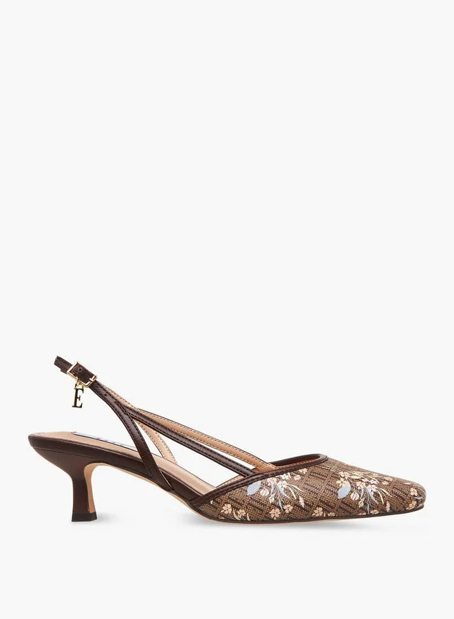 ايل Women Monogram Print Kitten Heel Shoes