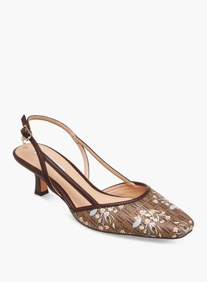 ELLE Women Monogram Print Kitten Heel Shoes