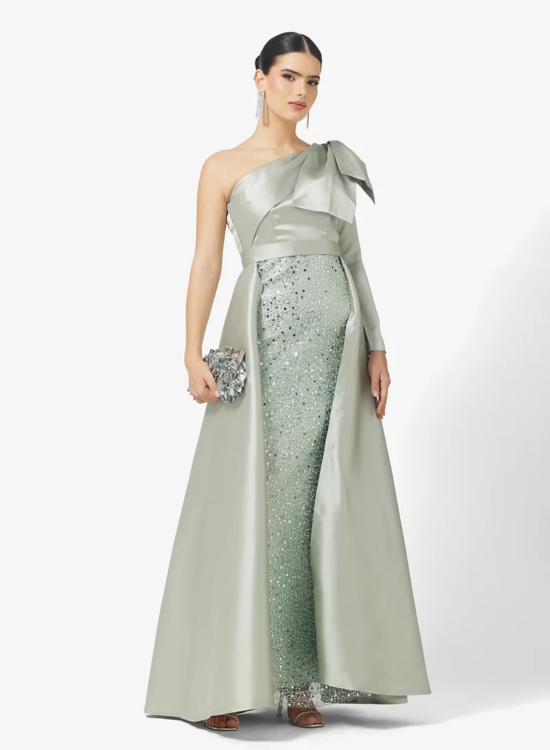 نمشي x One Shoulder Sequin Embellished Evening Gown