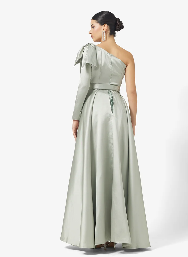نمشي x One Shoulder Sequin Embellished Evening Gown