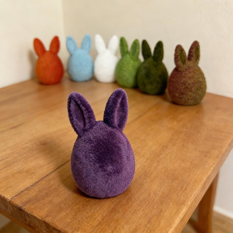 Red Gold Pearlized Plush Bunny Egg Easter Car Decoration Gift For Desk Display - Image 3