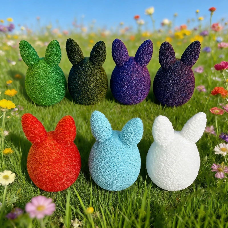 Red Gold Pearlized Plush Bunny Egg Easter Car Decoration Gift For Desk Display - Image 4
