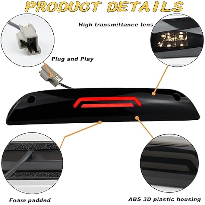 KEEGTBOX High Mount Stop Light Led Third Brake Light Assemblies Compatible With Chevy Silverado Gmc Sierra 1500 2500Hd 3500Hd Trucks 20142018 Rear Led Brake Lamp Bar Taillight 1418 - Image 2