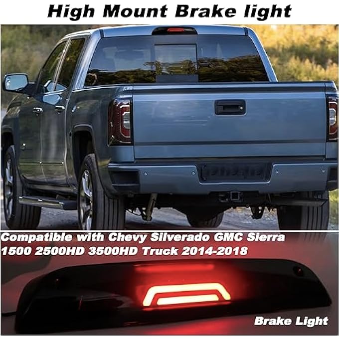KEEGTBOX High Mount Stop Light Led Third Brake Light Assemblies Compatible With Chevy Silverado Gmc Sierra 1500 2500Hd 3500Hd Trucks 20142018 Rear Led Brake Lamp Bar Taillight 1418 - Image 4
