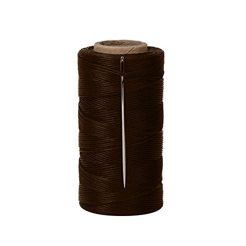 Tenn Well 328Yards 150D 1MM Waxed Thread, Flat Sewing Wax Sail Kit with Needles for Leather DIY Project(Brown) - Image 1