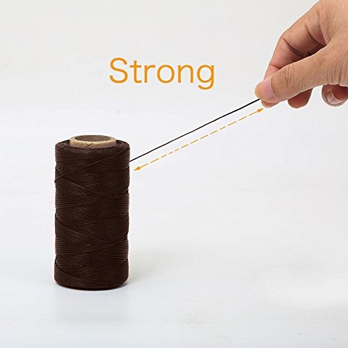 Tenn Well 328Yards 150D 1MM Waxed Thread, Flat Sewing Wax Sail Kit with Needles for Leather DIY Project(Brown) - Image 5