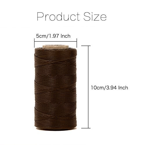 Tenn Well 328Yards 150D 1MM Waxed Thread, Flat Sewing Wax Sail Kit with Needles for Leather DIY Project(Brown) - Image 3