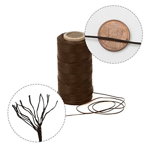 Tenn Well 328Yards 150D 1MM Waxed Thread, Flat Sewing Wax Sail Kit with Needles for Leather DIY Project(Brown) - Image 4