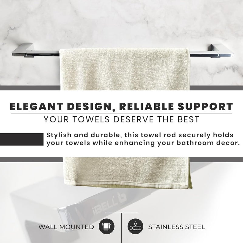 iBELL 60 cm (24-Inch) Towel Bar, Wall Mounted Towel Rod Holder for Bathroom and Kitchen - Image 2
