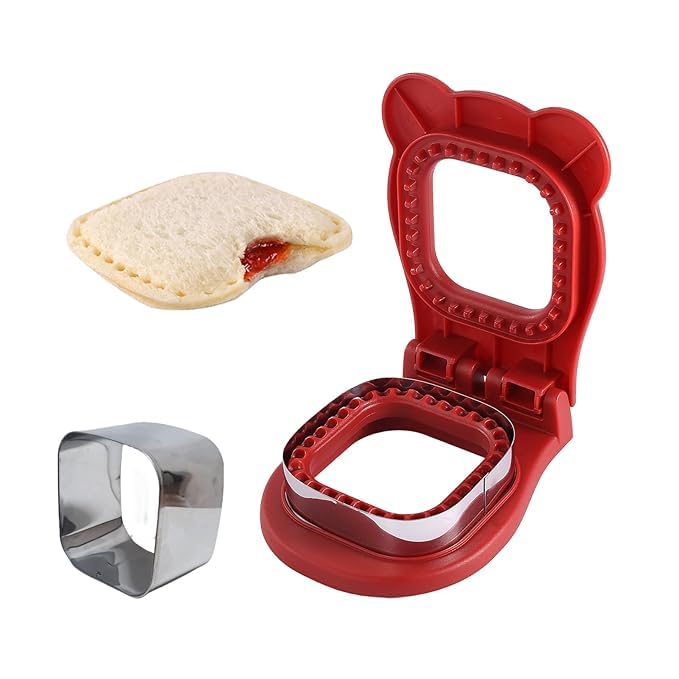 KIDINGTON KIDINGTON Sandwich Cutter and SealerSquare Yellow Cookie Pocket Sandwiches Peanut Butter and Jelly Crustless Sandwich Bread Pancake Maker Great for Breakfast Sandwich Maker  - Image 1