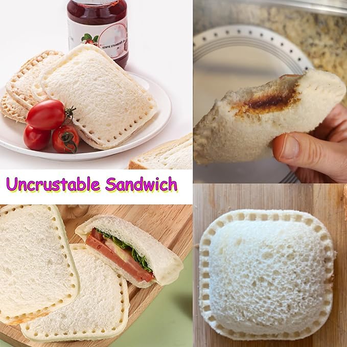 KIDINGTON KIDINGTON Sandwich Cutter and SealerSquare Yellow Cookie Pocket Sandwiches Peanut Butter and Jelly Crustless Sandwich Bread Pancake Maker Great for Breakfast Sandwich Maker  - Image 3