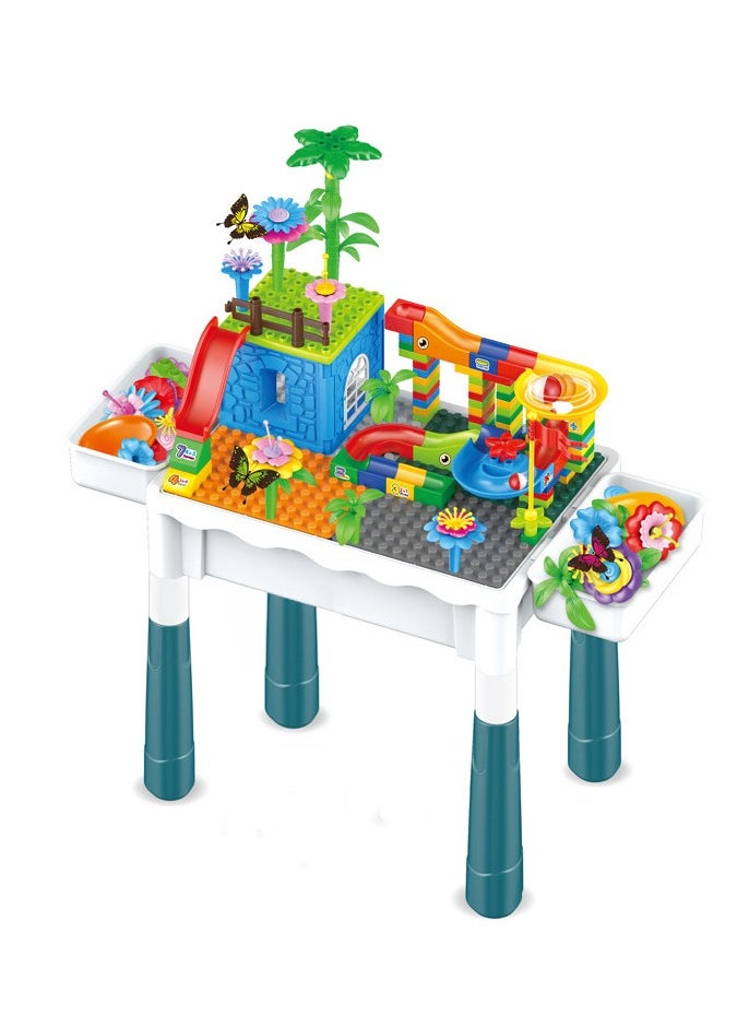Generic - Kids Activity Table Set,with two storage box and 134pcs villa building blocks, Water Table, Sand Table and Building Blocks Table for Toddlers Activity，Available in several sizes - Image 1