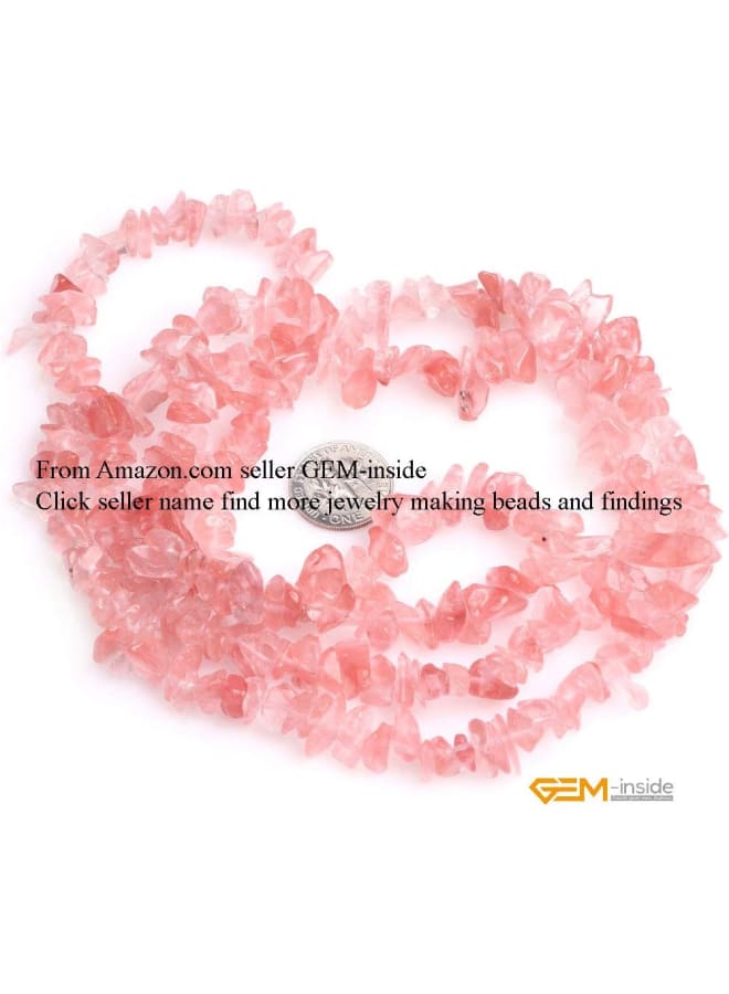 الطبيعية 7-8 مللي متر الكرز الزجاج كريستال رقائق الخرز الأحجار الكريمة جوهرة فضفاض الخرز 34 "النتائج اكسسوارات ستراند 34 بوصة - Image 3