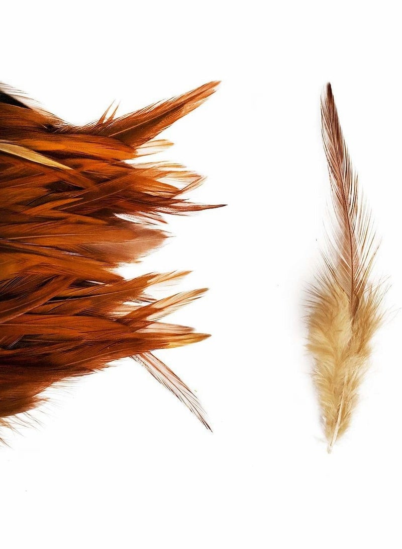 SYOSI 100PCS Saddle Hackle Rooster Feather for Crafts, 5-7 inch Natural Pheasant Neck Feathers DIY Pendant Earrings Dream Catcher-Natural  - Image 3