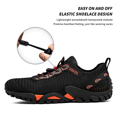 SOBASO Water Shoes Women Men Slip on Aqua Beach Swim Shoes for Sport Fish Pool Diving Driving Boating Black Orange - Image 4