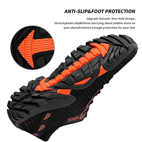 SOBASO Water Shoes Women Men Slip on Aqua Beach Swim Shoes for Sport Fish Pool Diving Driving Boating Black Orange - Image 5
