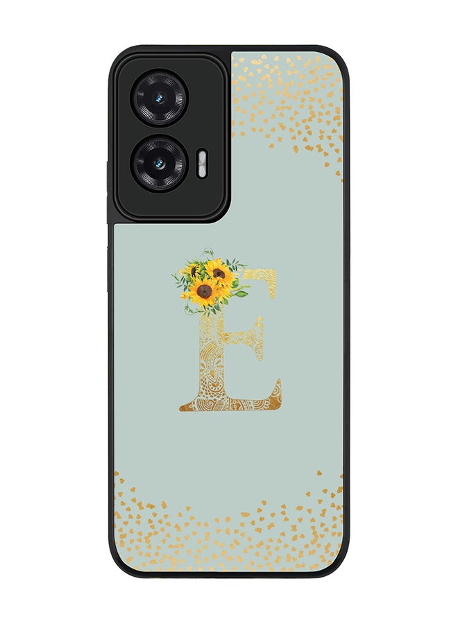 Stylizedd For Motorola Moto G35 Case,Slim fit Camera Protection, Shockproof Thin Phone cover  - Custom Floral Monogram - E  (Light Grey )