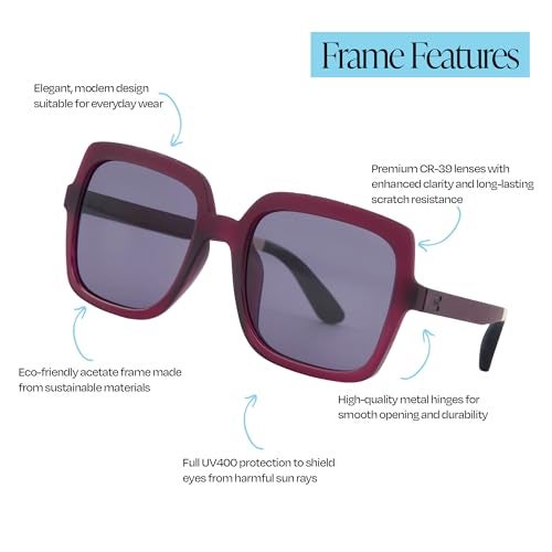 TOMS Traveler Women's Athena Oversized Sunglasses in Matte/Shiny Midnight Plum Crystal Fade with a Dark Grey Lens - Image 3