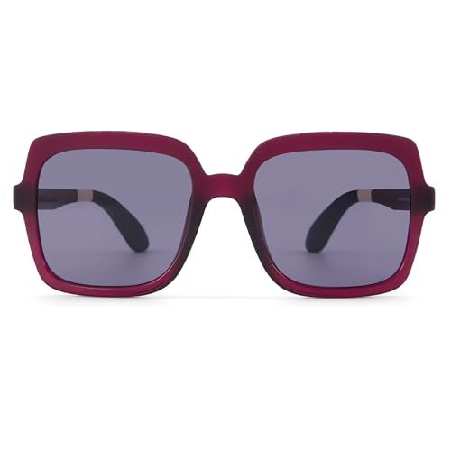 TOMS Traveler Women's Athena Oversized Sunglasses in Matte/Shiny Midnight Plum Crystal Fade with a Dark Grey Lens - Image 1
