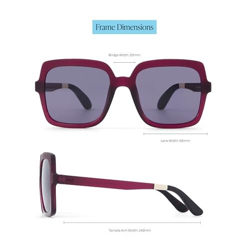 TOMS Traveler Women's Athena Oversized Sunglasses in Matte/Shiny Midnight Plum Crystal Fade with a Dark Grey Lens - Image 2