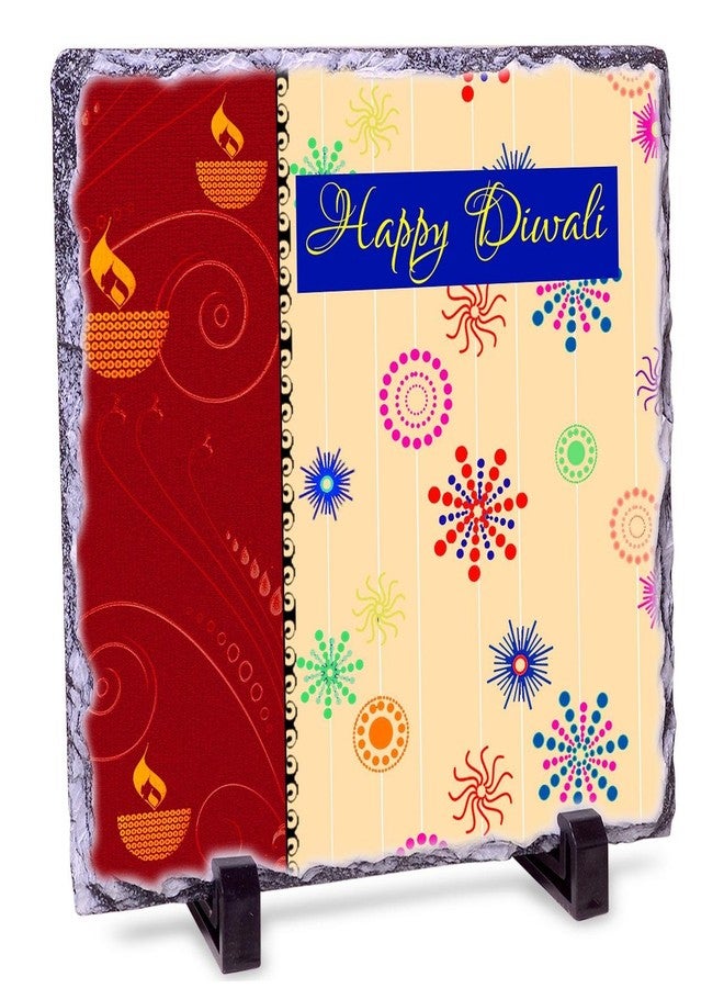 Alwaysgift Happy Diwali 2 Diyas, Ladies Wallet, Smiley Keychain, Rock Tile Frame Hamper - Image 2