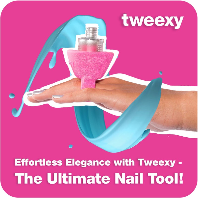 tweexy Wearable Nail Polish Holder Ring - Ideal Gift for Teenage Girls - Nail Polish Holder Stand for Manicure & Pedicure, Fingernail Painting - Nail Polish Accessories (Flamingo Sparkle) - Image 5