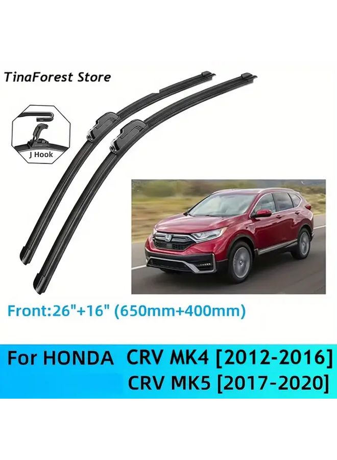 Wiper Blades For Left Hand Drive Honda CR-V CRV MK5 2017 2018 2019 2020 And MK4 2012 2013 2014 2015 2016 J Hook - Image 1