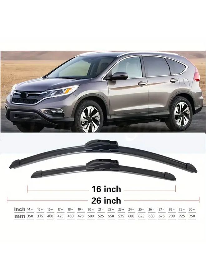 Wiper Blades For Left Hand Drive Honda CR-V CRV MK5 2017 2018 2019 2020 And MK4 2012 2013 2014 2015 2016 J Hook - Image 2