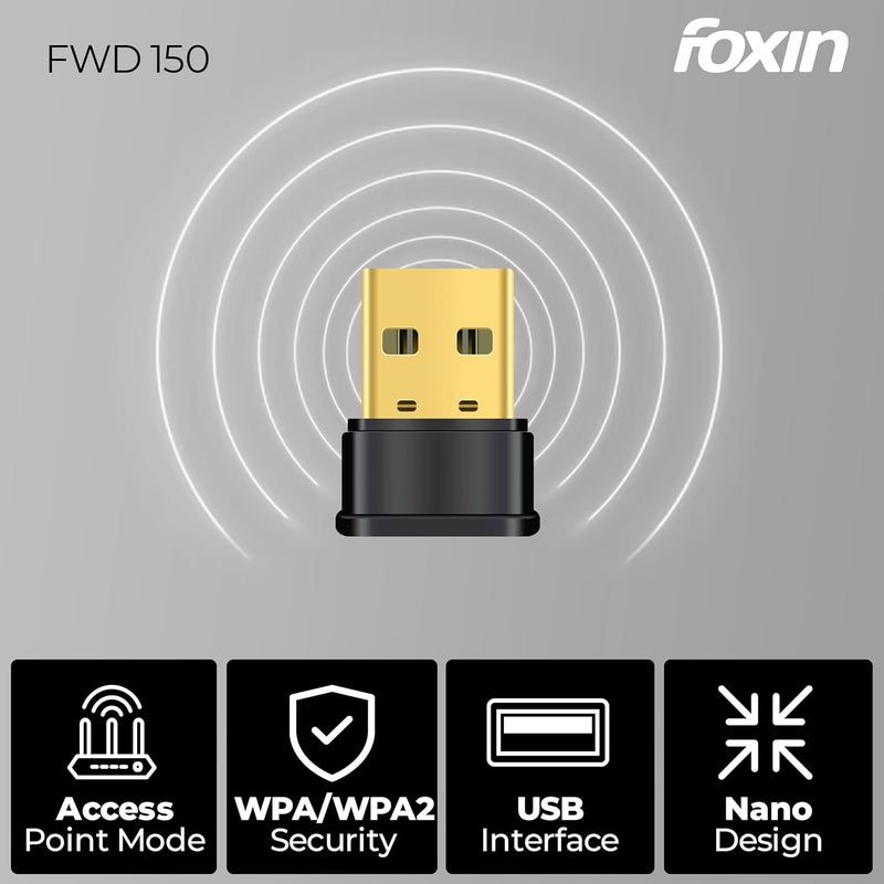 FOXIN Nano 150 mbps Wireless USB Wi-Fi Adapter for PC, Desktop, Laptop | Mini WiFi Dongle Compatible with Windows, Mac Os & Linux Kernel | Advanced Security WPA/WPA2 encryption Standards | 150 mbps - Image 2