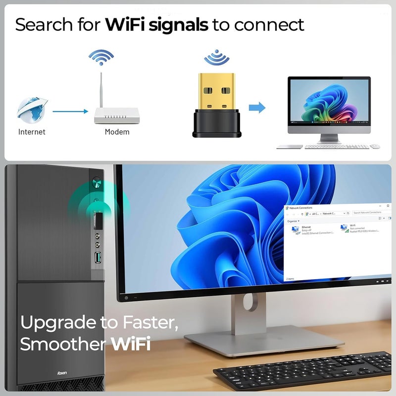 FOXIN Nano 150 mbps Wireless USB Wi-Fi Adapter for PC, Desktop, Laptop | Mini WiFi Dongle Compatible with Windows, Mac Os & Linux Kernel | Advanced Security WPA/WPA2 encryption Standards | 150 mbps - Image 5