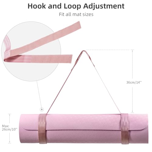 Trilancer Adjustable Yoga Mat Strap With Hook and Loop Closure, Yoga Mat Holder Carrier, for Carrying, Storing, and Organizing Yoga Mat of Various Sizes (Pink) - Mat Not Included - Image 3
