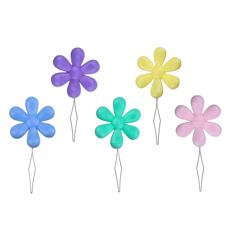 BEADNOVA Embroidery Needle Threader Tool 5pcs Plastic Flower Head Sewing Machine Needle Threader for Hand Sewing Cross Stitch Craft Knitting Quilting (5pcs, Mix Colors) - Image 1
