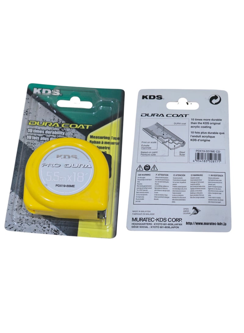KDS PDX19-55ME Pro Dura Measuring Tape 5.5m Stainless Steel Blade Professional Grade - Image 3