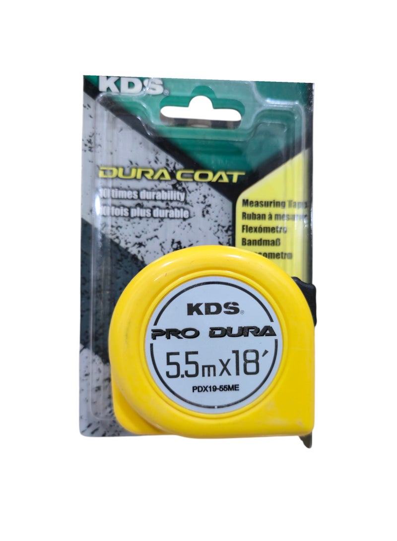 KDS PDX19-55ME Pro Dura Measuring Tape 5.5m Stainless Steel Blade Professional Grade - Image 1