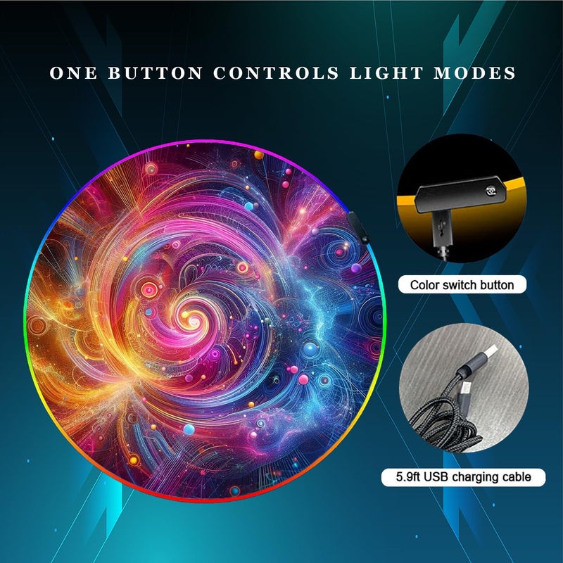 DEALZOOM Gaming Chair Mat for Hardwood Floor Circle RGB Gaming Lights (Neon 47â€) - Noise Cancelling, Anti-Slip Gamer Floor Mat â€“ Scratch Resistant Computer Gaming Mat for Chair â€“ Office Chair Mat - Image 3