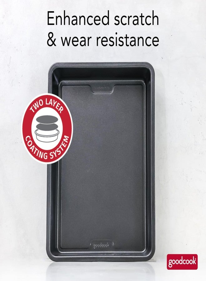 صينية خبز مستطيلة من GoodCook PRO، غير لاصقة، مقاومة للتشوه والخدوش، آمنة للغسل في غسالة الأطباق، مصنوعة من الفولاذ الكربوني لخبز متساوٍ، آمنة للاستخدام في الفرن حتى 480 درجة فهرنهايت، مقاس 9 × 13 بوصة، لون رمادي - Image 3
