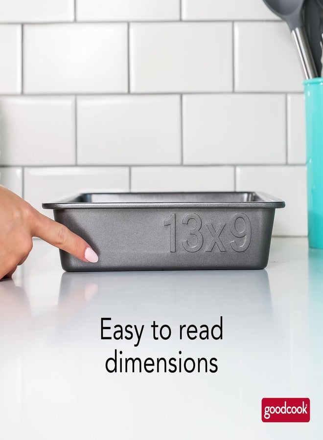 صينية خبز مستطيلة من GoodCook PRO، غير لاصقة، مقاومة للتشوه والخدوش، آمنة للغسل في غسالة الأطباق، مصنوعة من الفولاذ الكربوني لخبز متساوٍ، آمنة للاستخدام في الفرن حتى 480 درجة فهرنهايت، مقاس 9 × 13 بوصة، لون رمادي - Image 5