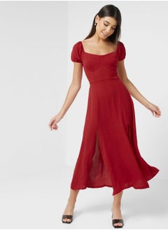 Sweetheart Neckline Side Slit Dress